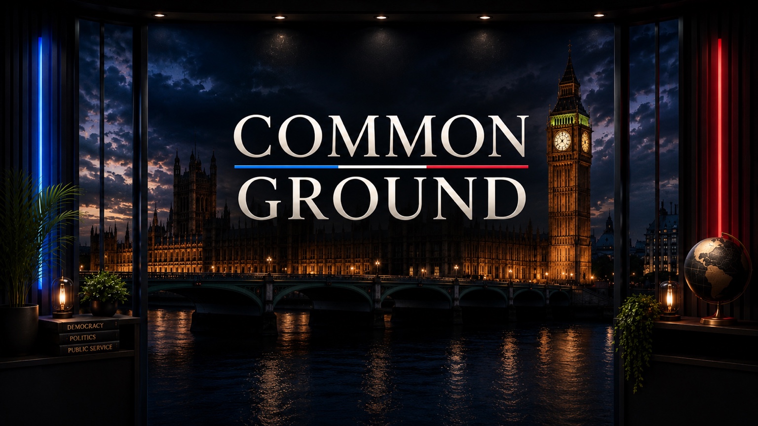 Common Ground programme artwork with its title and Westminster backdrop.